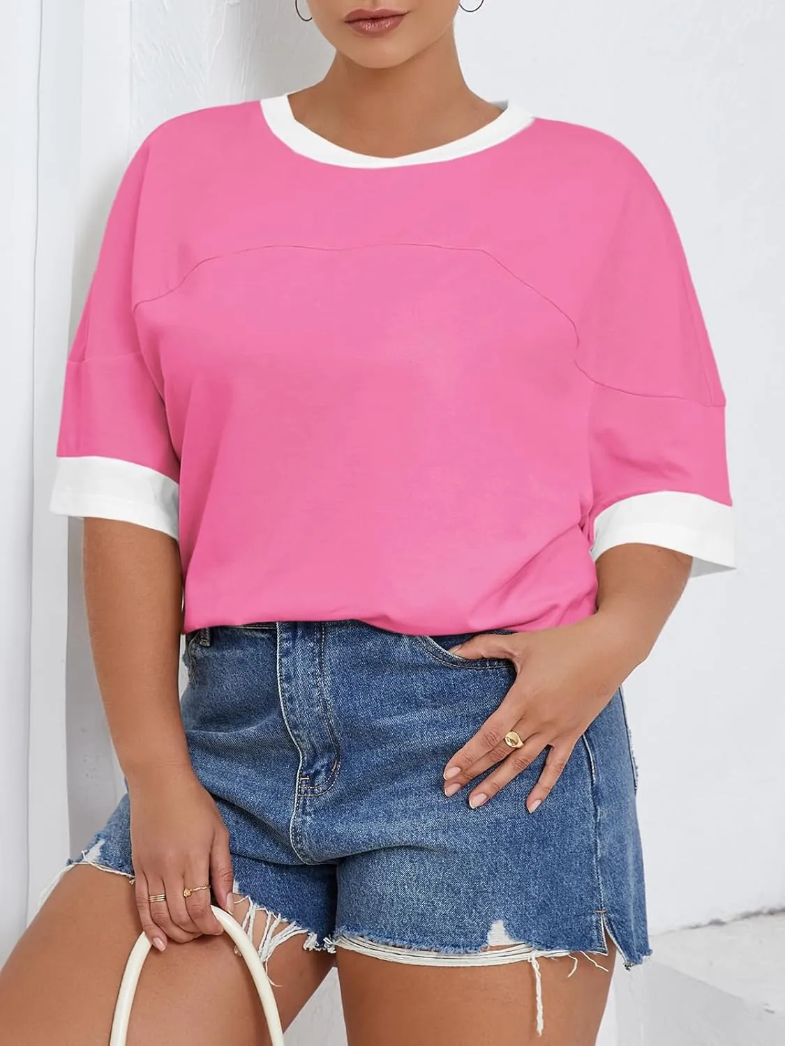 Beautife Womens Plus Size Oversized Tshirt Summer Casual Short Sleeve Crew Neck Tunic Tops Loose Fit Basic Tee