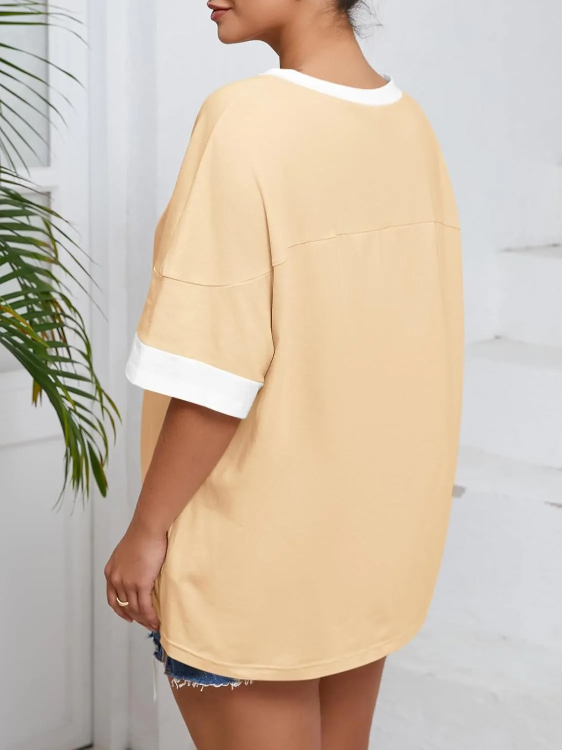 Beautife Womens Plus Size Oversized Tshirt Summer Casual Short Sleeve Crew Neck Tunic Tops Loose Fit Basic Tee
