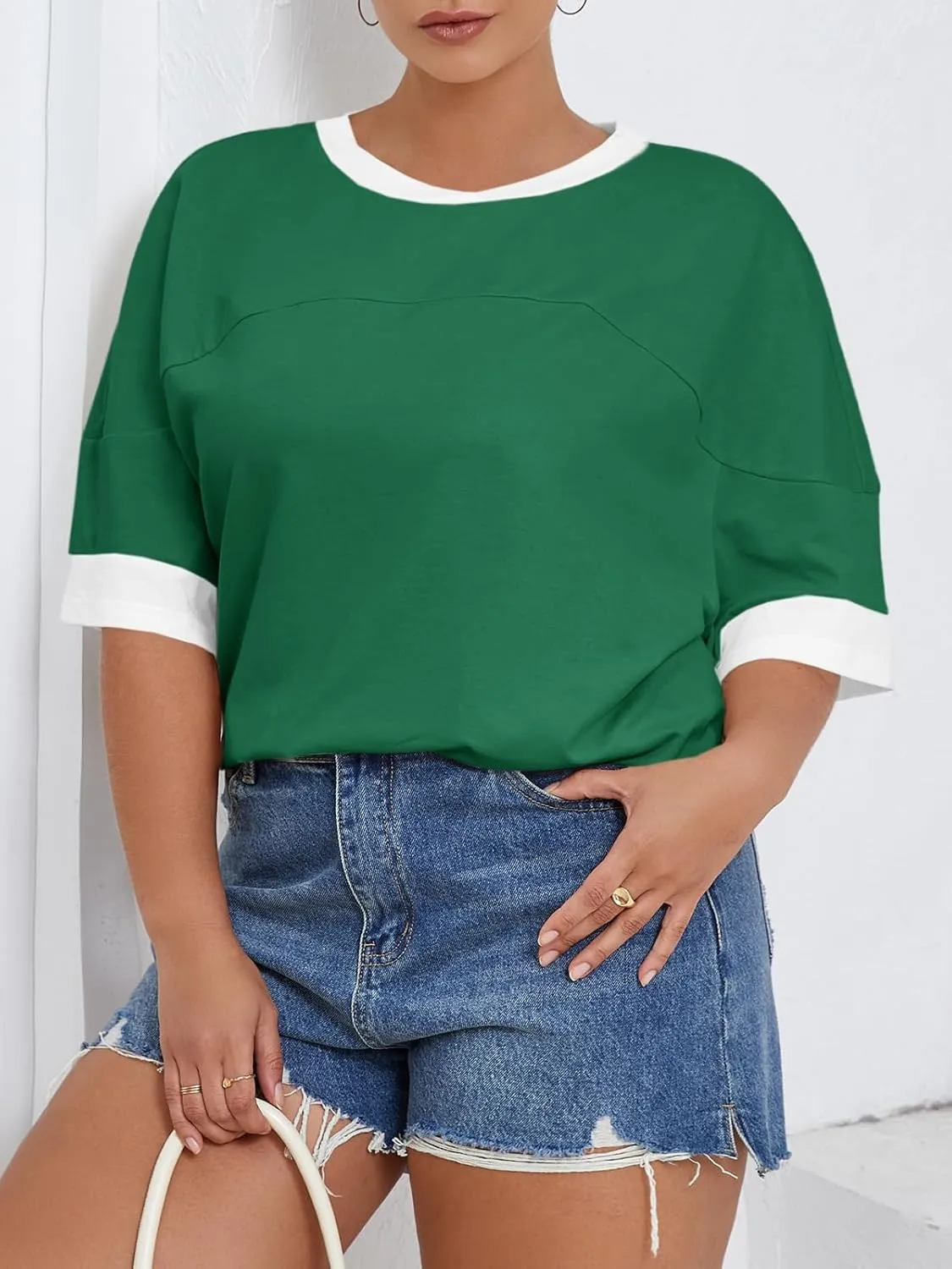 Beautife Womens Plus Size Oversized Tshirt Summer Casual Short Sleeve Crew Neck Tunic Tops Loose Fit Basic Tee