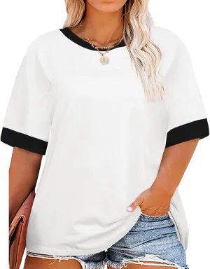 Beautife Womens Plus Size Oversized Tshirt Summer Casual Short Sleeve Crew Neck Tunic Tops Loose Fit Basic Tee