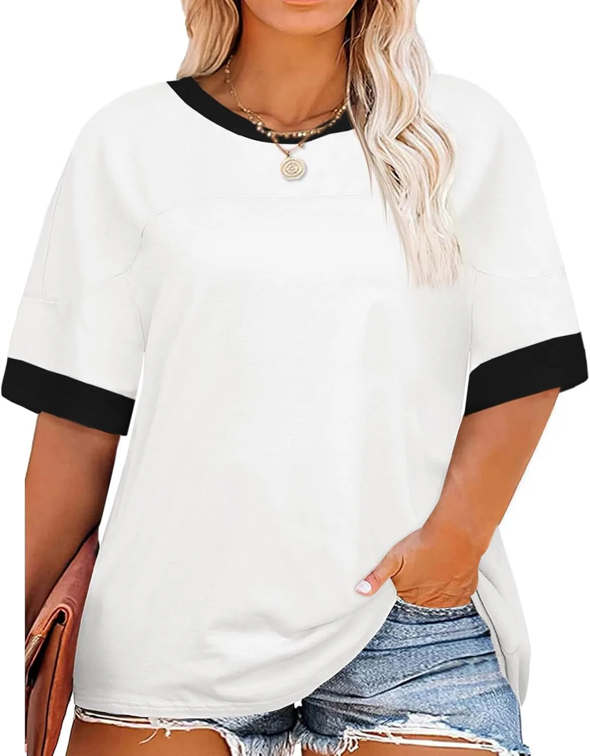 Beautife Womens Plus Size Oversized Tshirt Summer Casual Short Sleeve Crew Neck Tunic Tops Loose Fit Basic Tee