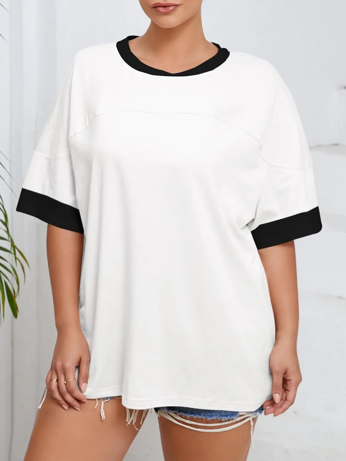 Beautife Womens Plus Size Oversized Tshirt Summer Casual Short Sleeve Crew Neck Tunic Tops Loose Fit Basic Tee