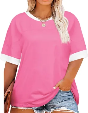 Beautife Womens Plus Size Oversized Tshirt Summer Casual Short Sleeve Crew Neck Tunic Tops Loose Fit Basic Tee