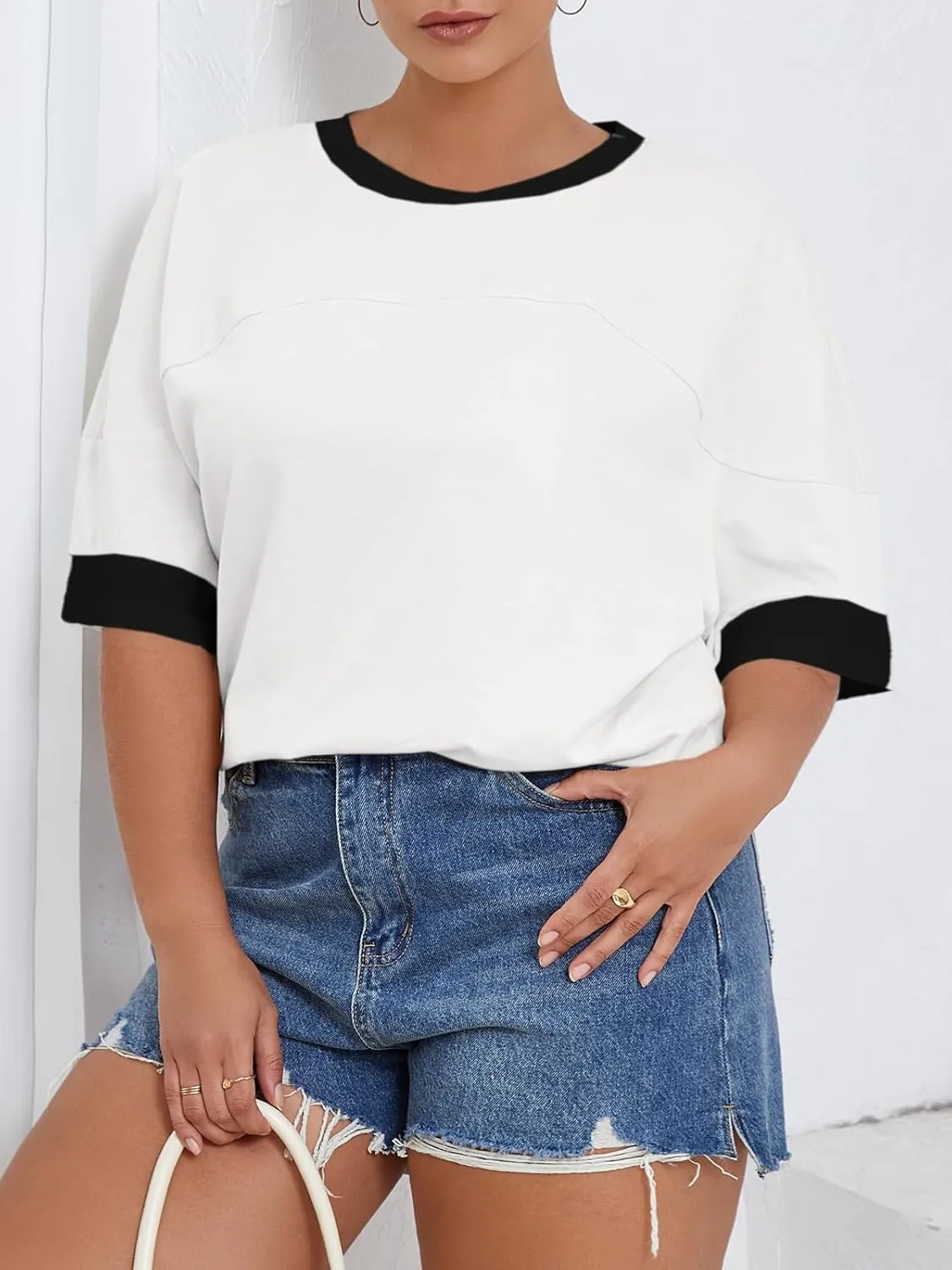 Beautife Womens Plus Size Oversized Tshirt Summer Casual Short Sleeve Crew Neck Tunic Tops Loose Fit Basic Tee