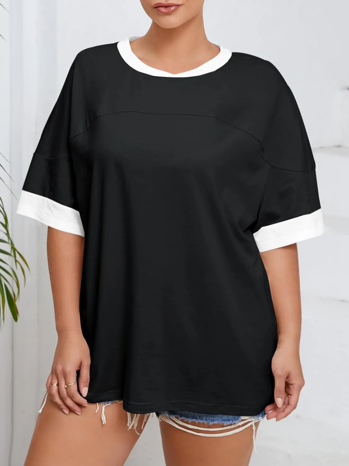 Beautife Womens Plus Size Oversized Tshirt Summer Casual Short Sleeve Crew Neck Tunic Tops Loose Fit Basic Tee