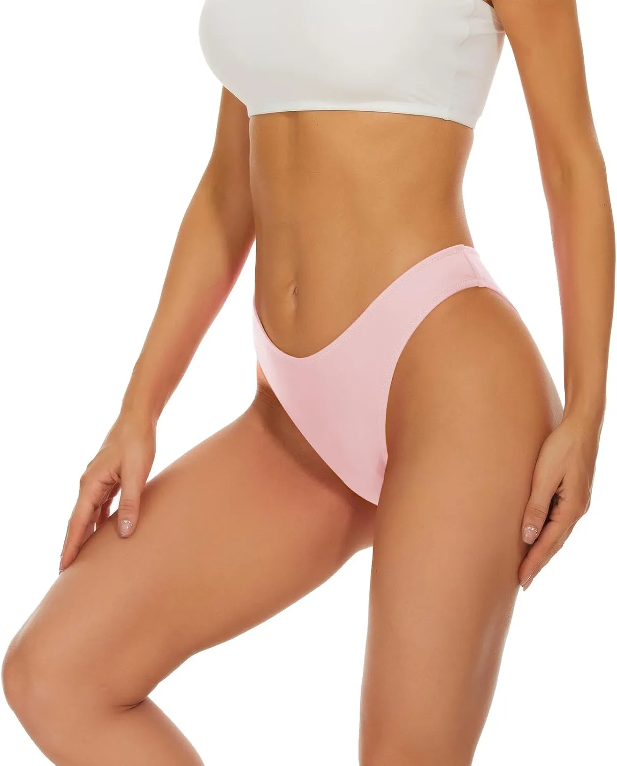 Bellecarrie Womens Cheeky Brazilian Scrunch Butt Bikini Bottoms Low Rise High Cut Sexy Womens Swim Bottoms