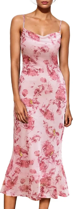 BeryLove Summer Wedding Guest Mesh Dresses Formal Spaghetti Strap Beach Dress
