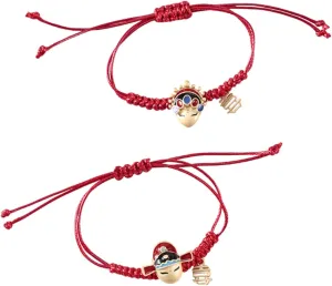 BESPORTBLE 2Pcs Style Woven Bracelets Red and Blue Bracelets with Traditional Opera Face Design for Cultural Accessories and Present Giving