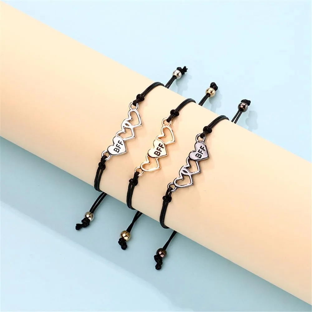 Best Friends BFF Bracelets for 3 6 Handmade Woven Matching Heart Bracelet for Women Men Friendship Winter Christmas Holiday Gift Jewelry