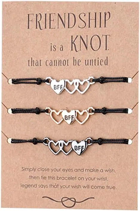 Best Friends BFF Bracelets for 3 6 Handmade Woven Matching Heart Bracelet for Women Men Friendship Winter Christmas Holiday Gift Jewelry