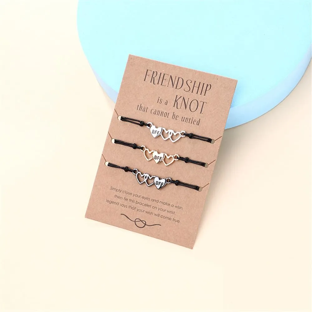Best Friends BFF Bracelets for 3 6 Handmade Woven Matching Heart Bracelet for Women Men Friendship Winter Christmas Holiday Gift Jewelry