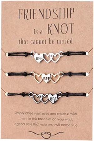 Best Friends BFF Bracelets for 3 6 Handmade Woven Matching Heart Bracelet for Women Men Friendship Winter Christmas Holiday Gift Jewelry