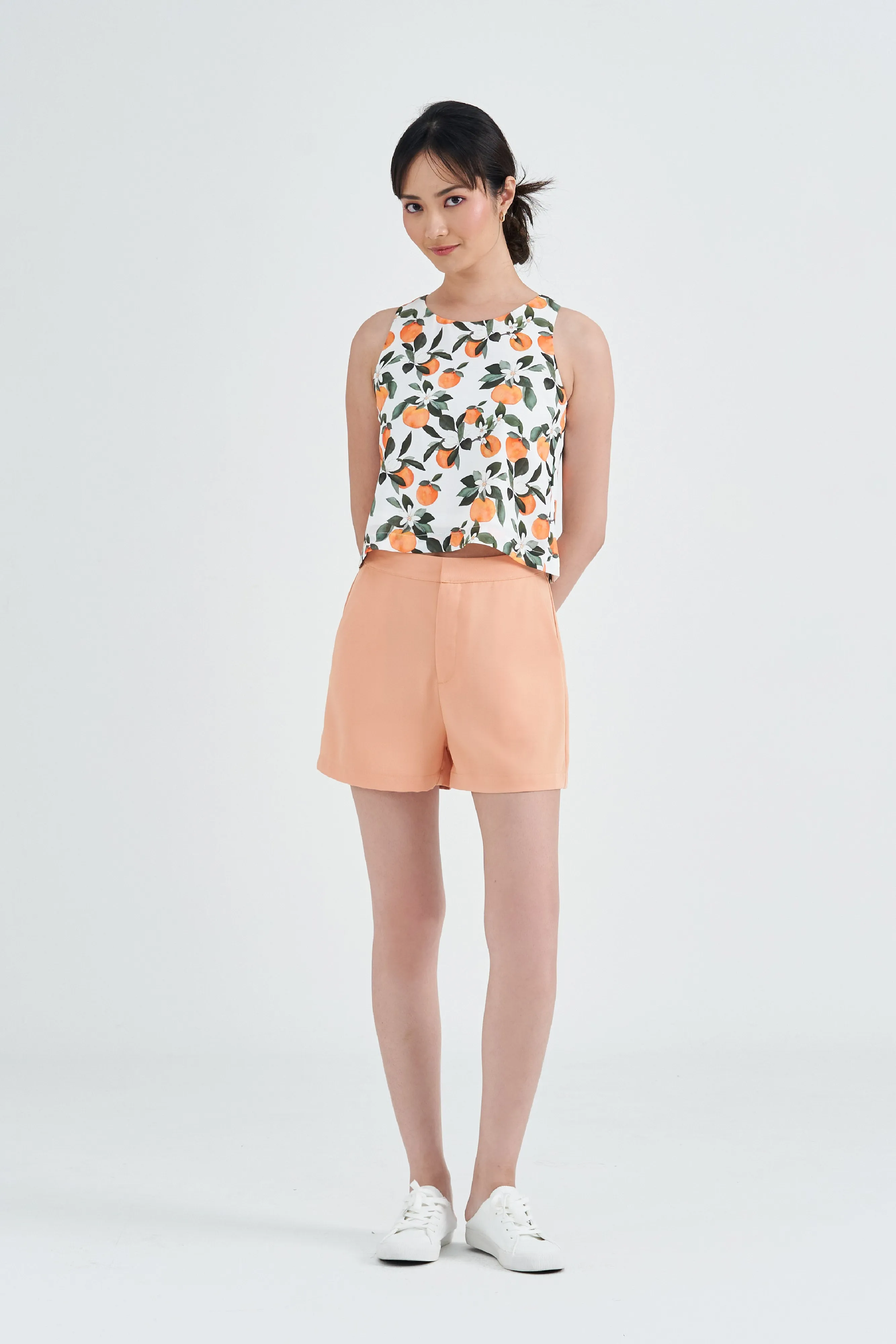 Betty High-Waist Shorts in Cantaloupe Orange