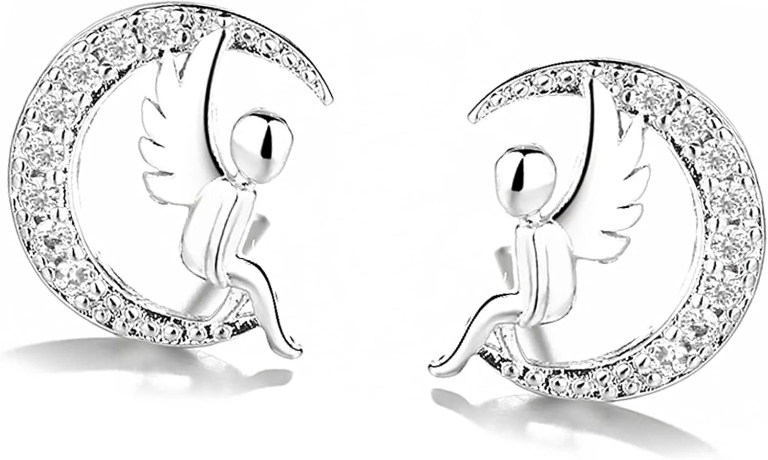 BG&WLing Cute Little Angel Stud Earrings for Women 925 Sterling Silver with AAA  Cubic Zirconia Earrings Hypoallergenic Ear Jewelry Gifts
