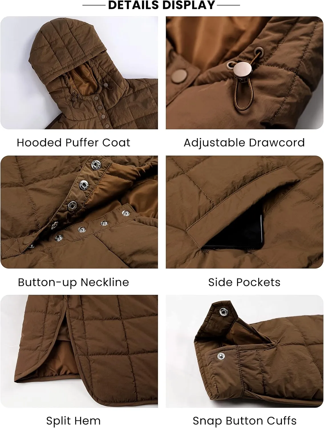 Bianstore Women's Oversized Puffer Jacket Lightweight Pullover Hoodies Winter Padded Coat Tops