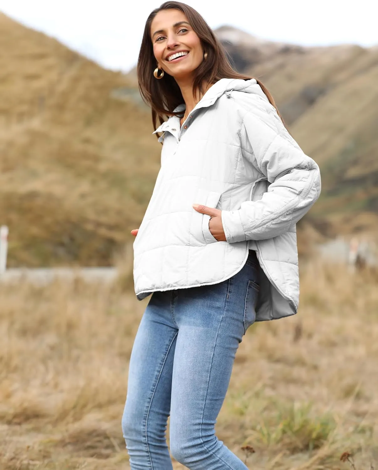 Bianstore Women's Oversized Puffer Jacket Lightweight Pullover Hoodies Winter Padded Coat Tops