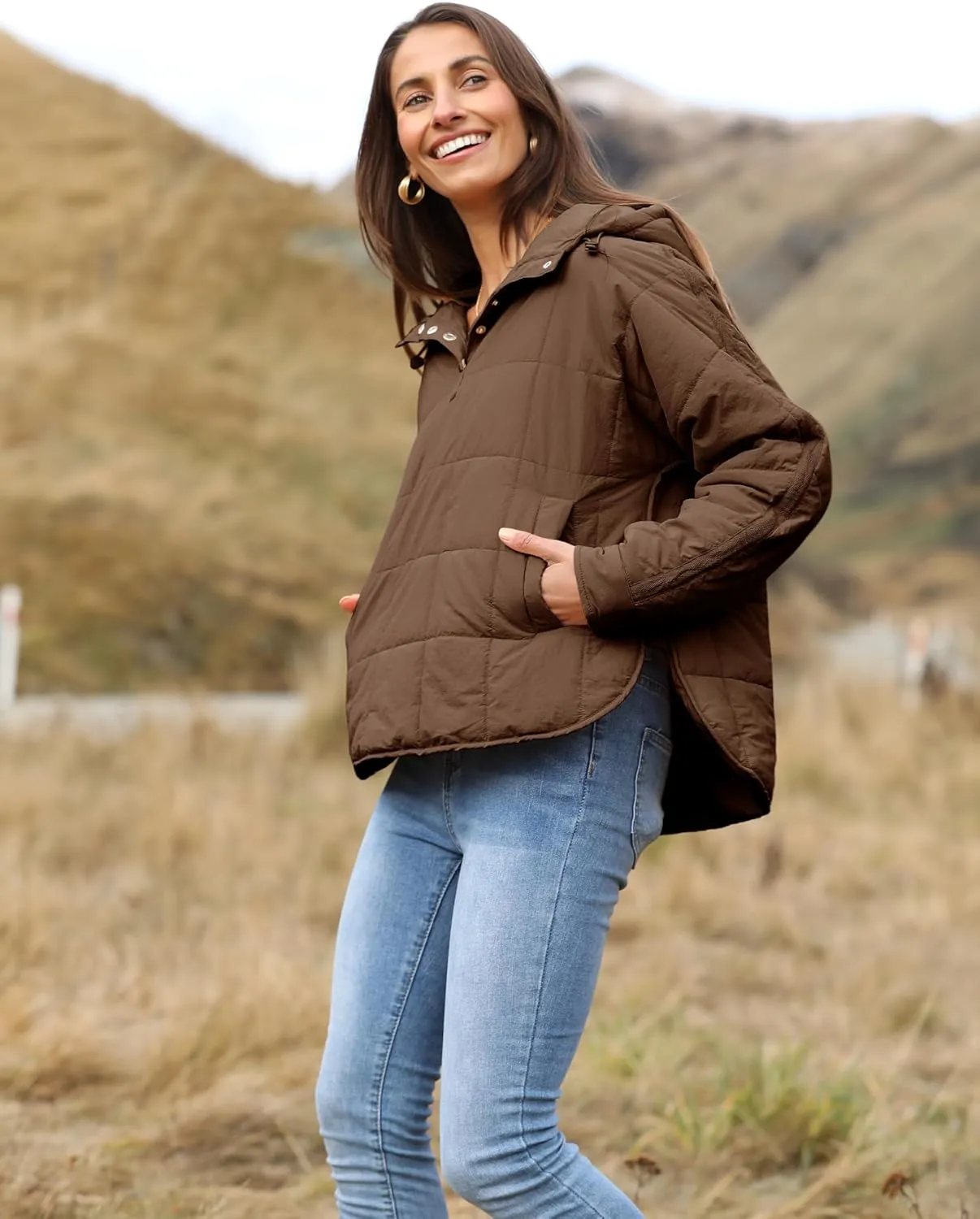 Bianstore Women's Oversized Puffer Jacket Lightweight Pullover Hoodies Winter Padded Coat Tops