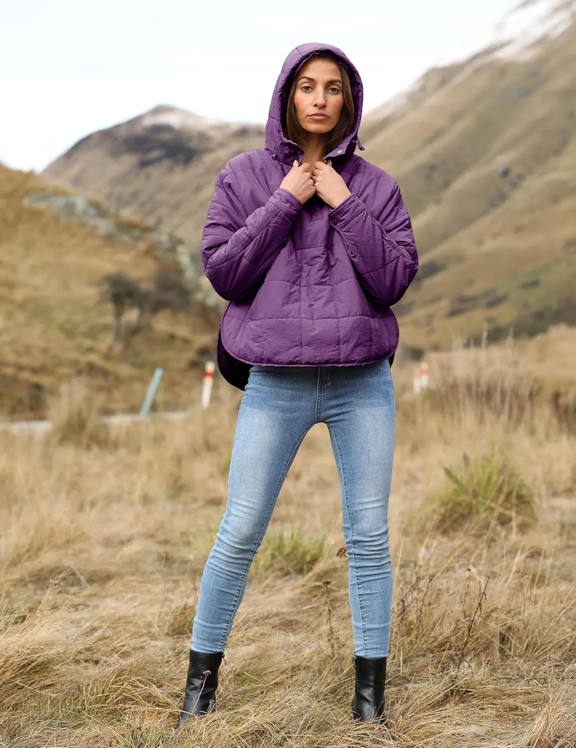 Bianstore Women's Oversized Puffer Jacket Lightweight Pullover Hoodies Winter Padded Coat Tops