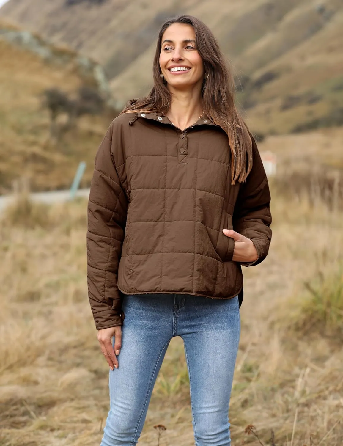 Bianstore Women's Oversized Puffer Jacket Lightweight Pullover Hoodies Winter Padded Coat Tops