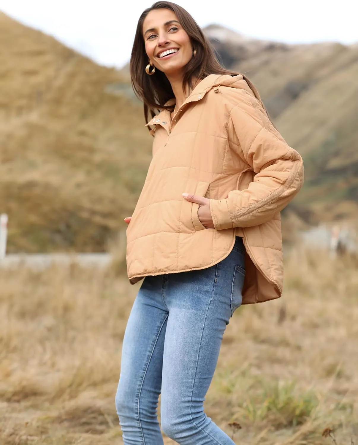 Bianstore Women's Oversized Puffer Jacket Lightweight Pullover Hoodies Winter Padded Coat Tops