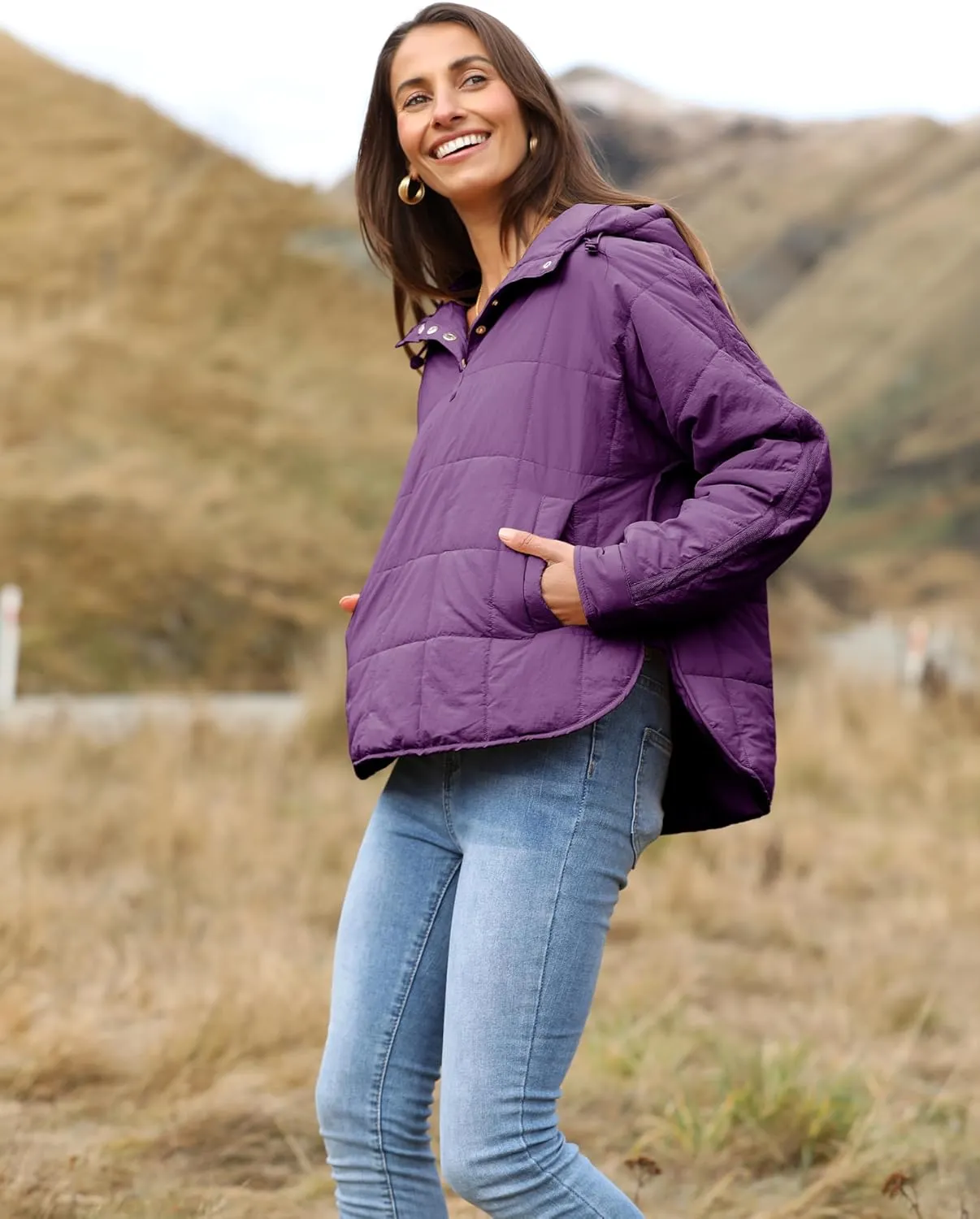 Bianstore Women's Oversized Puffer Jacket Lightweight Pullover Hoodies Winter Padded Coat Tops