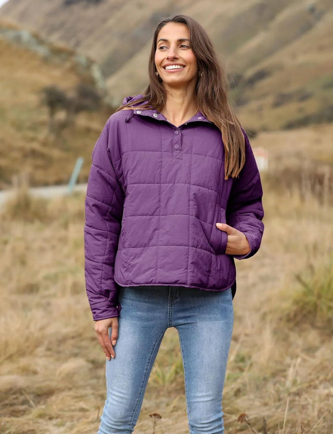 Bianstore Women's Oversized Puffer Jacket Lightweight Pullover Hoodies Winter Padded Coat Tops