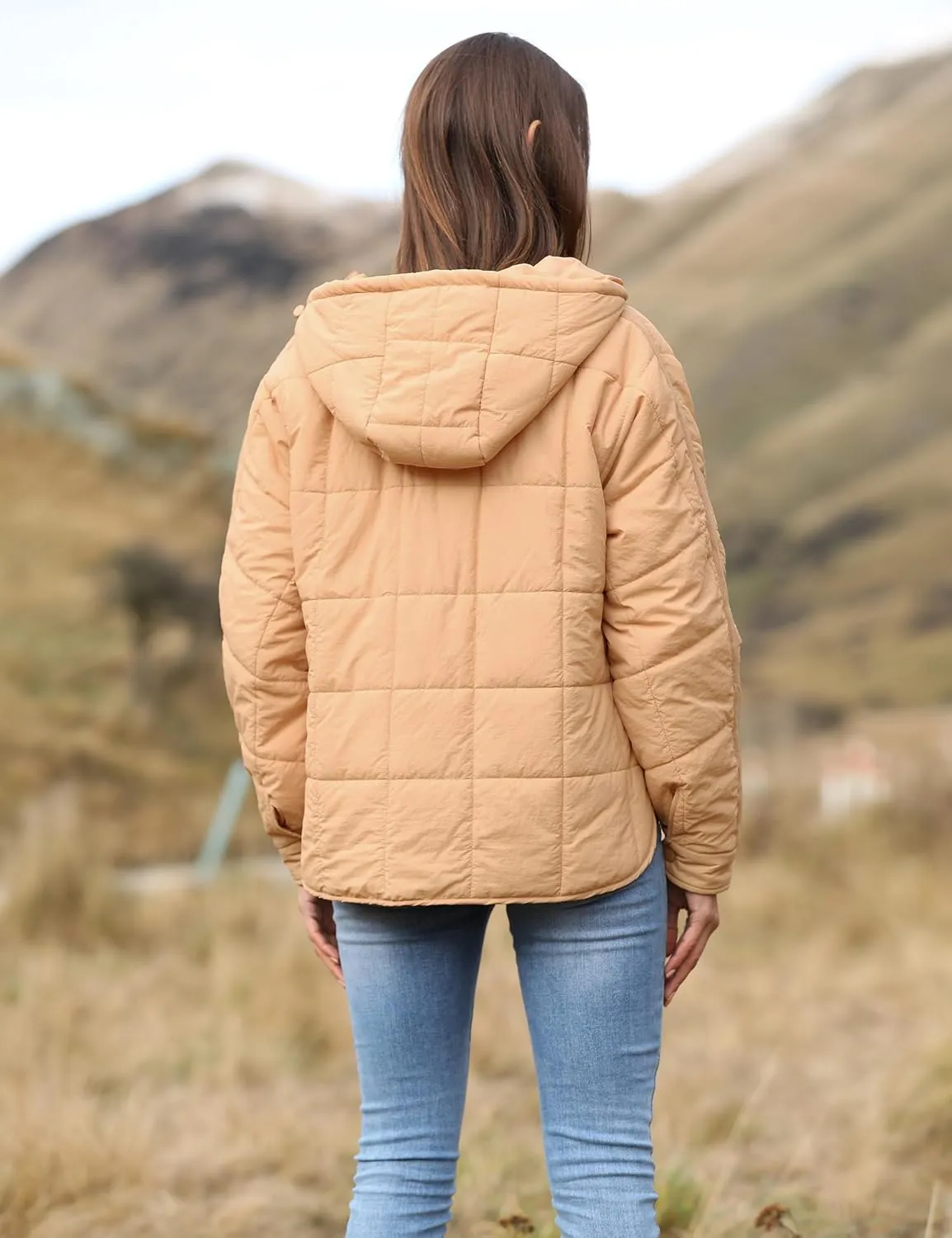 Bianstore Women's Oversized Puffer Jacket Lightweight Pullover Hoodies Winter Padded Coat Tops