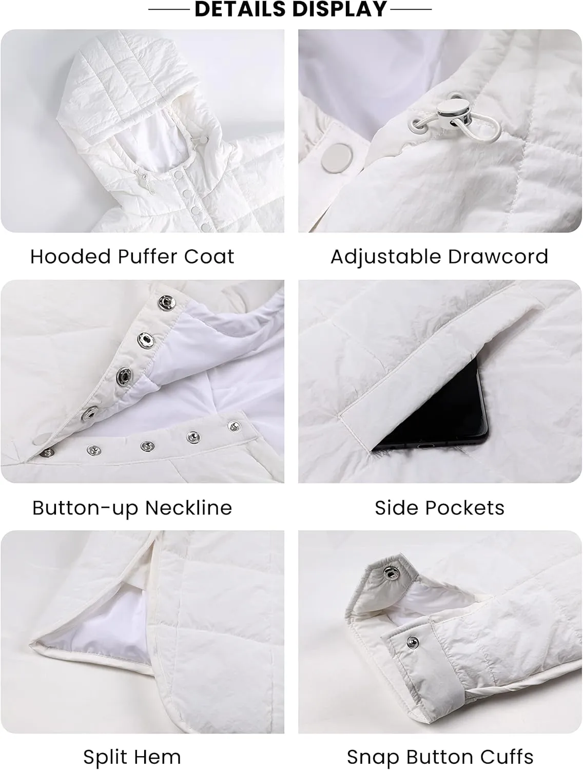 Bianstore Women's Oversized Puffer Jacket Lightweight Pullover Hoodies Winter Padded Coat Tops