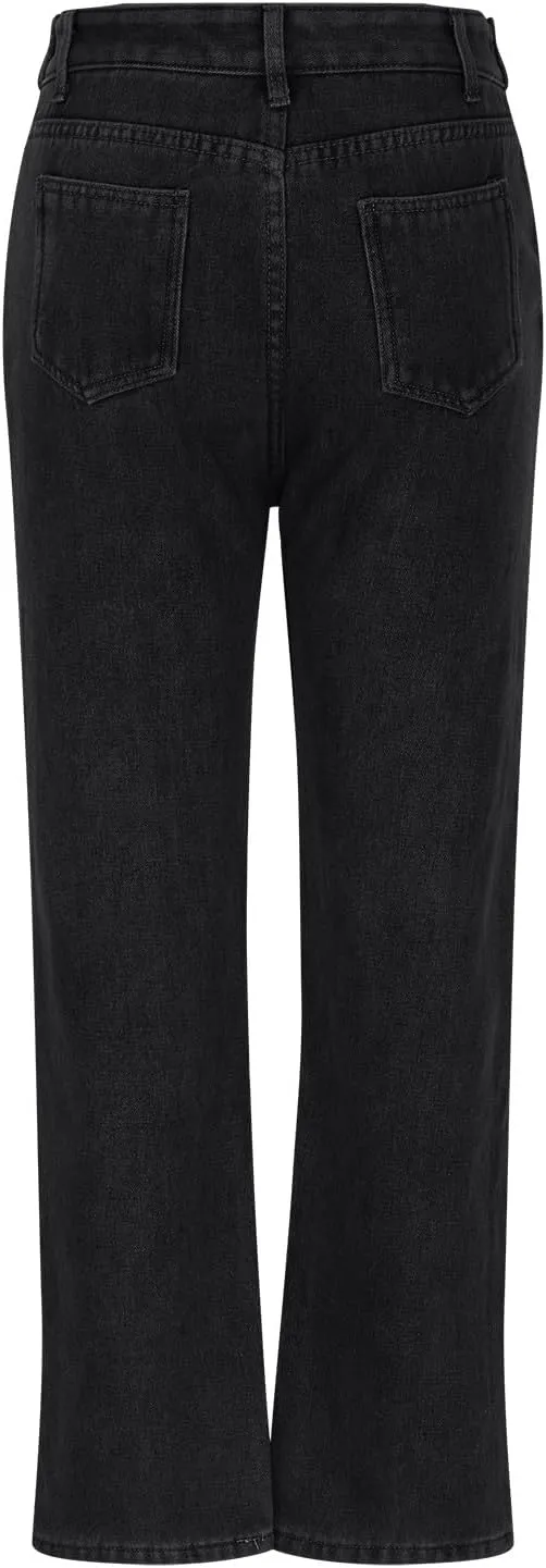 Binmer Fleece Lined Jeans Women High Waisted Stretchy Winter Warm Thermal Denim Pants Thick Wide Leg Trouser for Cold Weather
