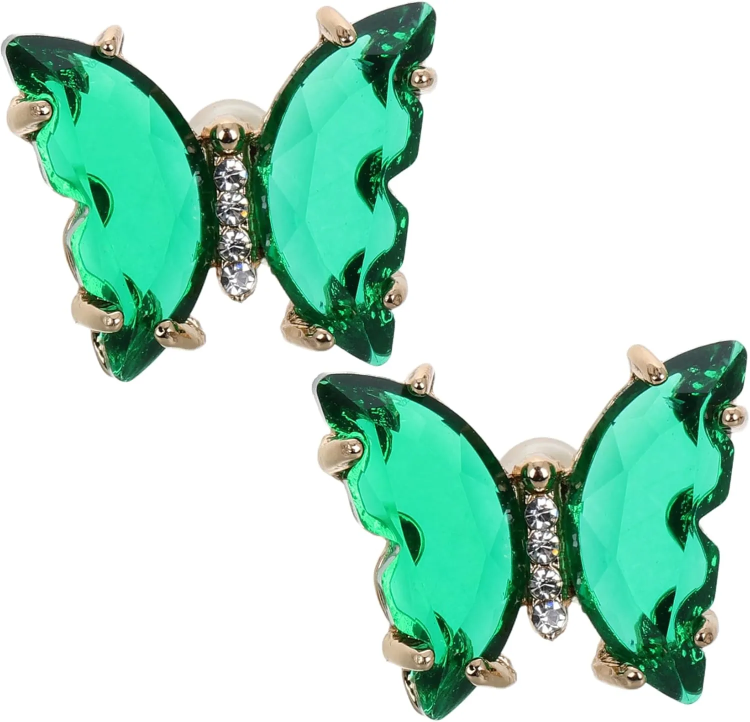 Bling Mini Butterfly Earrings Crystal Clip-on Studs for Women Stylish Accessory for Wedding Party