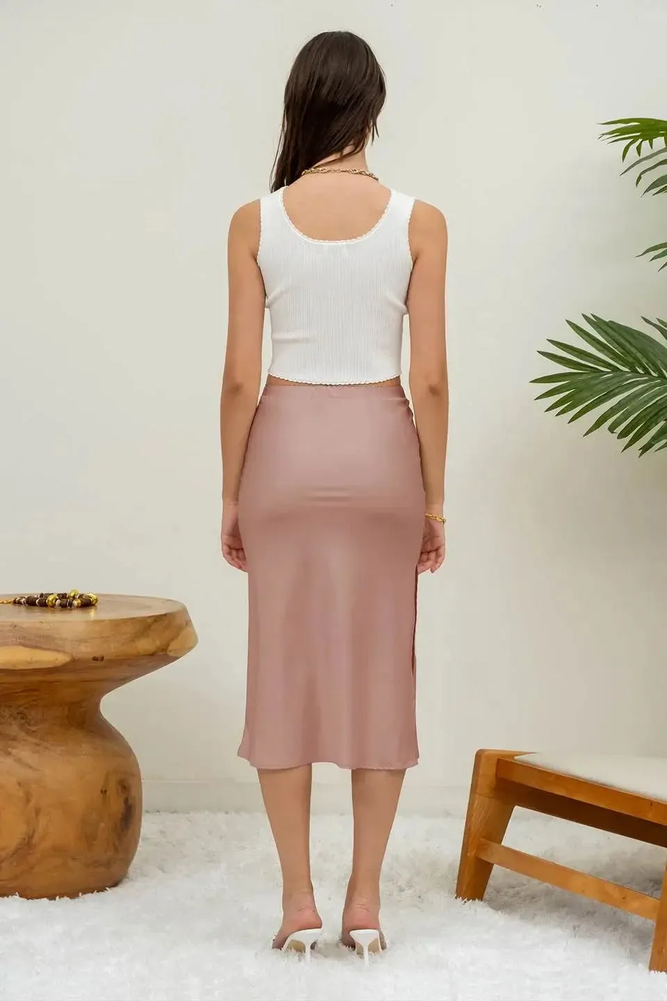 Blu Pepper Glow Up Satin Skirt  Elegance Meets Modern Chic