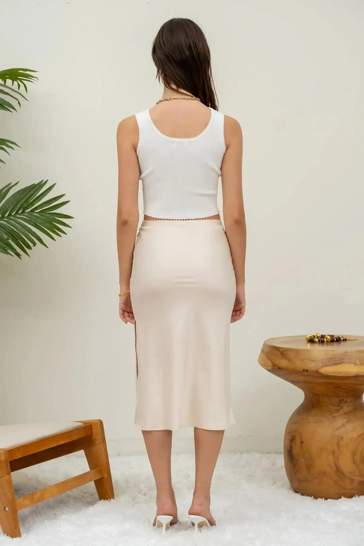 Blu Pepper Glow Up Satin Skirt  Elegance Meets Modern Chic
