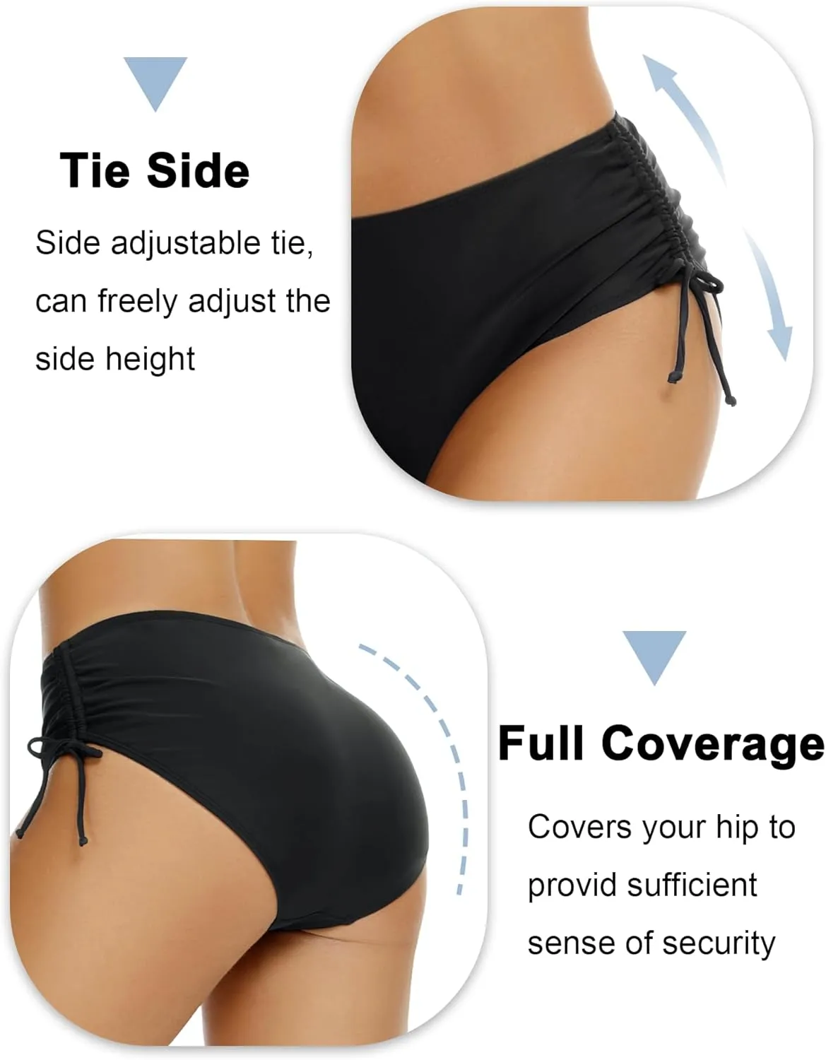 Bonneuitbebe Women's Bikini Bottoms Full Coverage Swim Bottoms Mid Waisted Swimsuit Bathing Suit Bottom