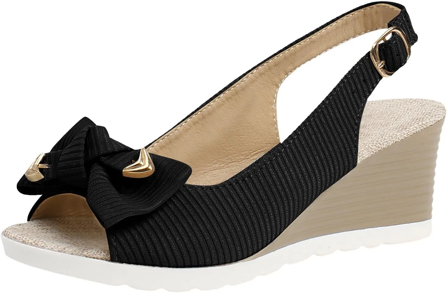 Bow Sandals for Women Bow Wedges,Tall with Bows,Wedge Sandal Buckle Comfortable Dressy,Open Toe Shoes Bunion Wedge Platform Cute Bowknot Espadrille High Heels Buckle Ankle Strap