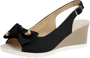Bow Sandals for Women Bow Wedges,Tall with Bows,Wedge Sandal Buckle Comfortable Dressy,Open Toe Shoes Bunion Wedge Platform Cute Bowknot Espadrille High Heels Buckle Ankle Strap