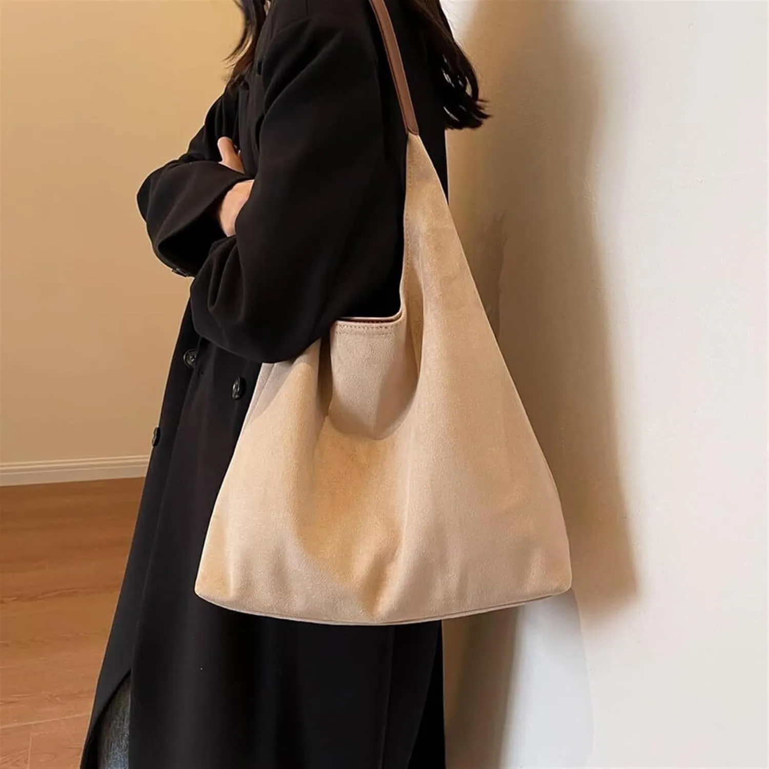 Brown Suede Bag,suede Bags For Women, Slouchy Top-Handle Tote Handbags, Retro Suede Shoulder Bag Travel Shopping Bag