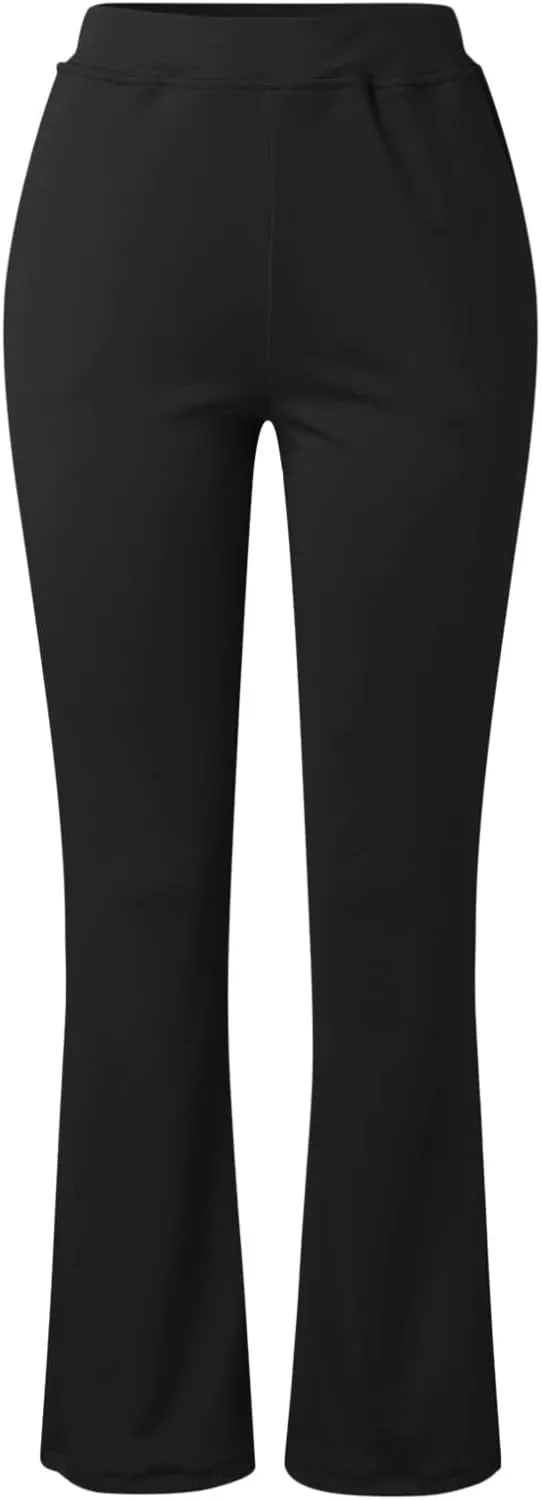 Business Casual Pants for Women, 4 Way Stretch Bootleg Yoga Pants Workout Slacks, High Waisted Business Work Pants