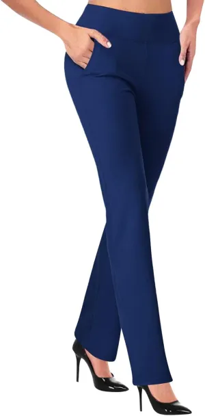 Business Casual Pants for Women, 4 Way Stretch Bootleg Yoga Pants Workout Slacks, High Waisted Business Work Pants