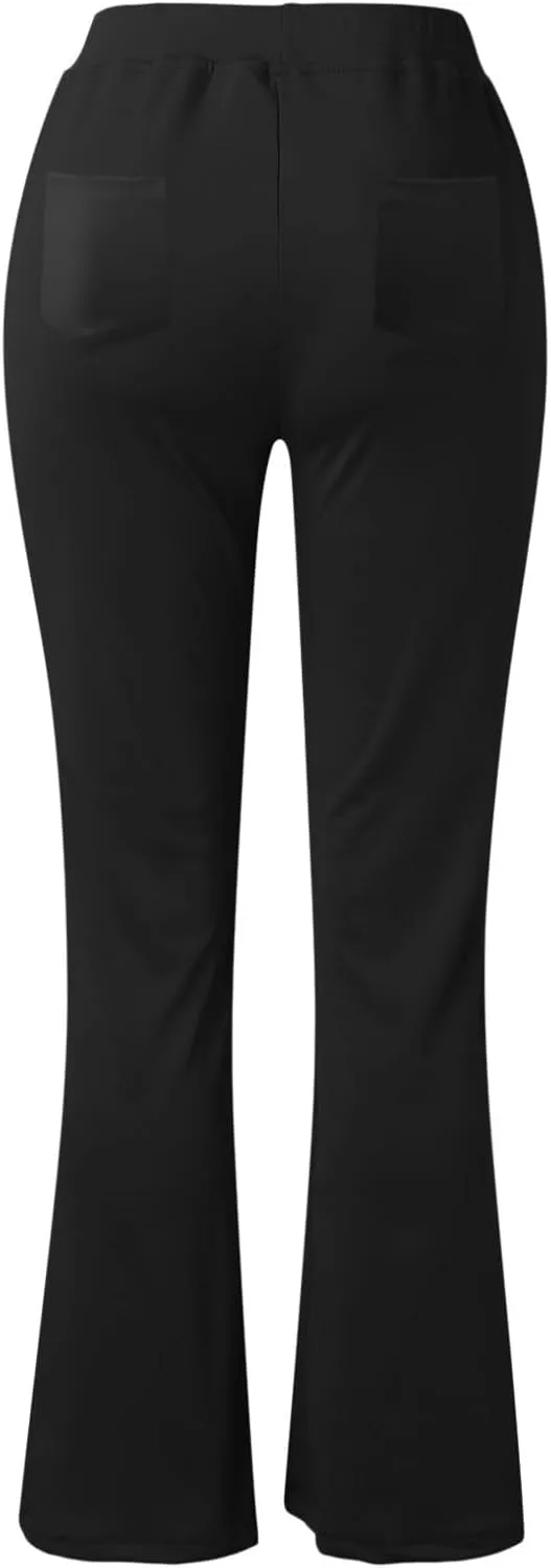 Business Casual Pants for Women, 4 Way Stretch Bootleg Yoga Pants Workout Slacks, High Waisted Business Work Pants