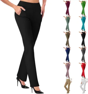 Business Casual Pants for Women, 4 Way Stretch Bootleg Yoga Pants Workout Slacks, High Waisted Business Work Pants