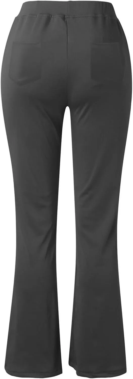 Business Casual Pants for Women, 4 Way Stretch Bootleg Yoga Pants Workout Slacks, High Waisted Business Work Pants