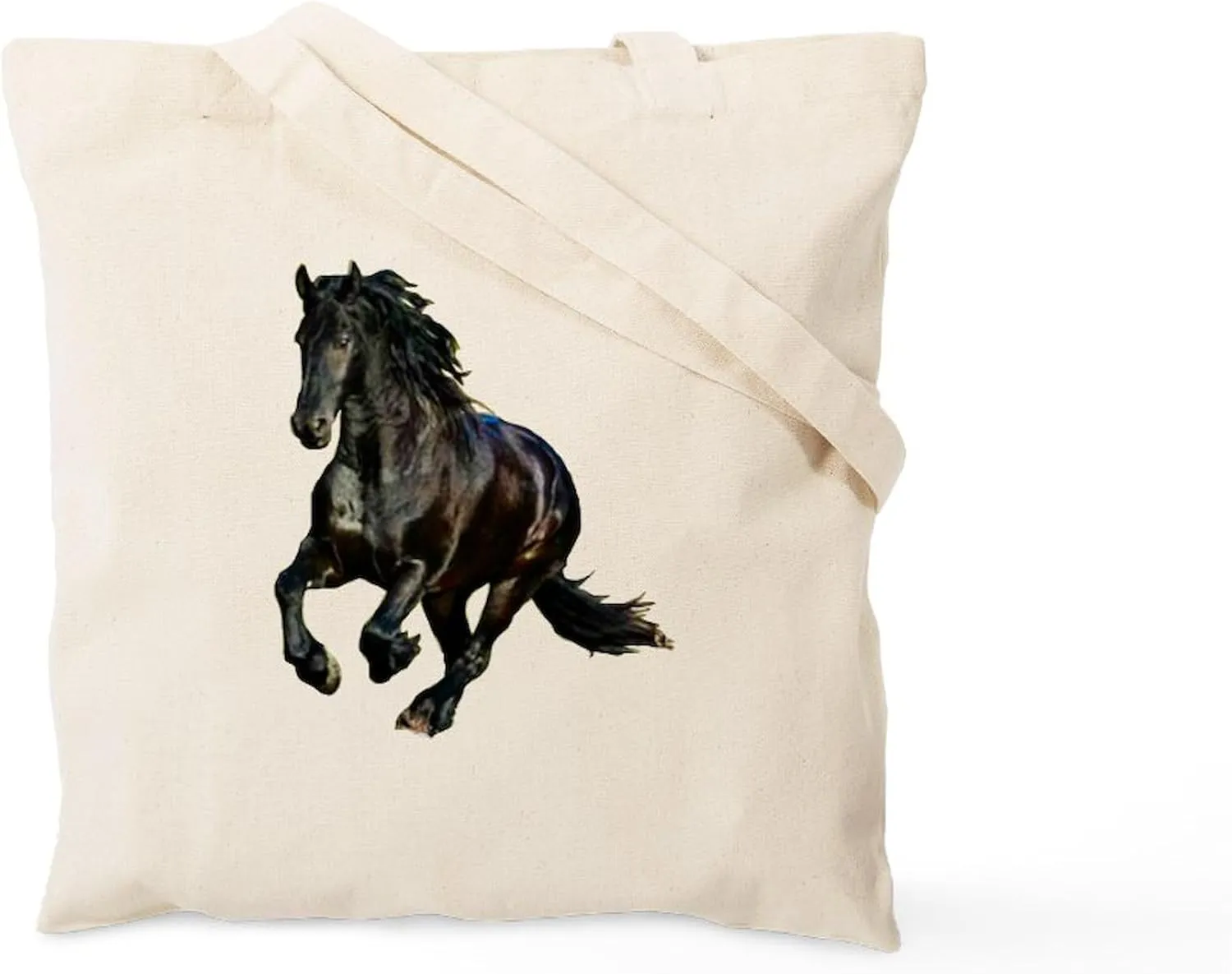CafePress Black Stallion Horse Tote Bag Reusable Natural Beige Canvas Shopping Bag