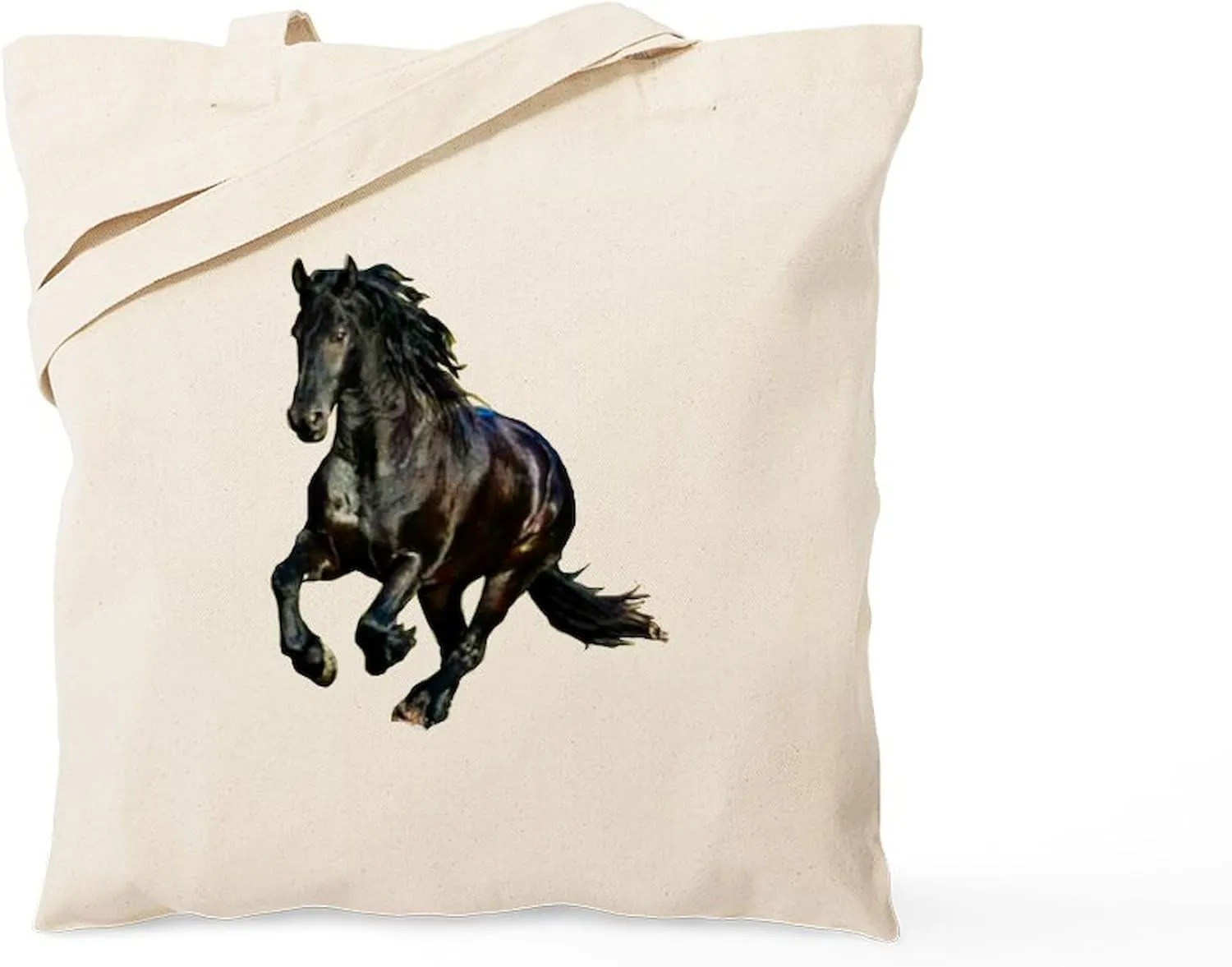 CafePress Black Stallion Horse Tote Bag Reusable Natural Beige Canvas Shopping Bag