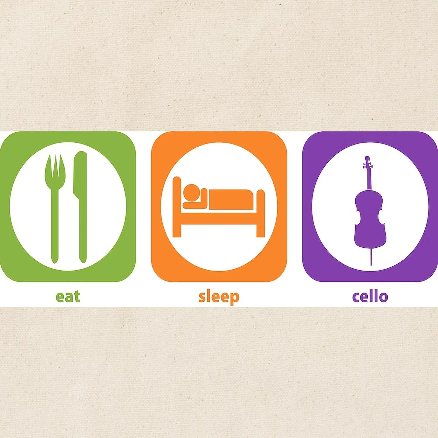 CafePress Eat Sleep Cello Tote Bag Reusable Natural Beige Canvas Shopping Bag