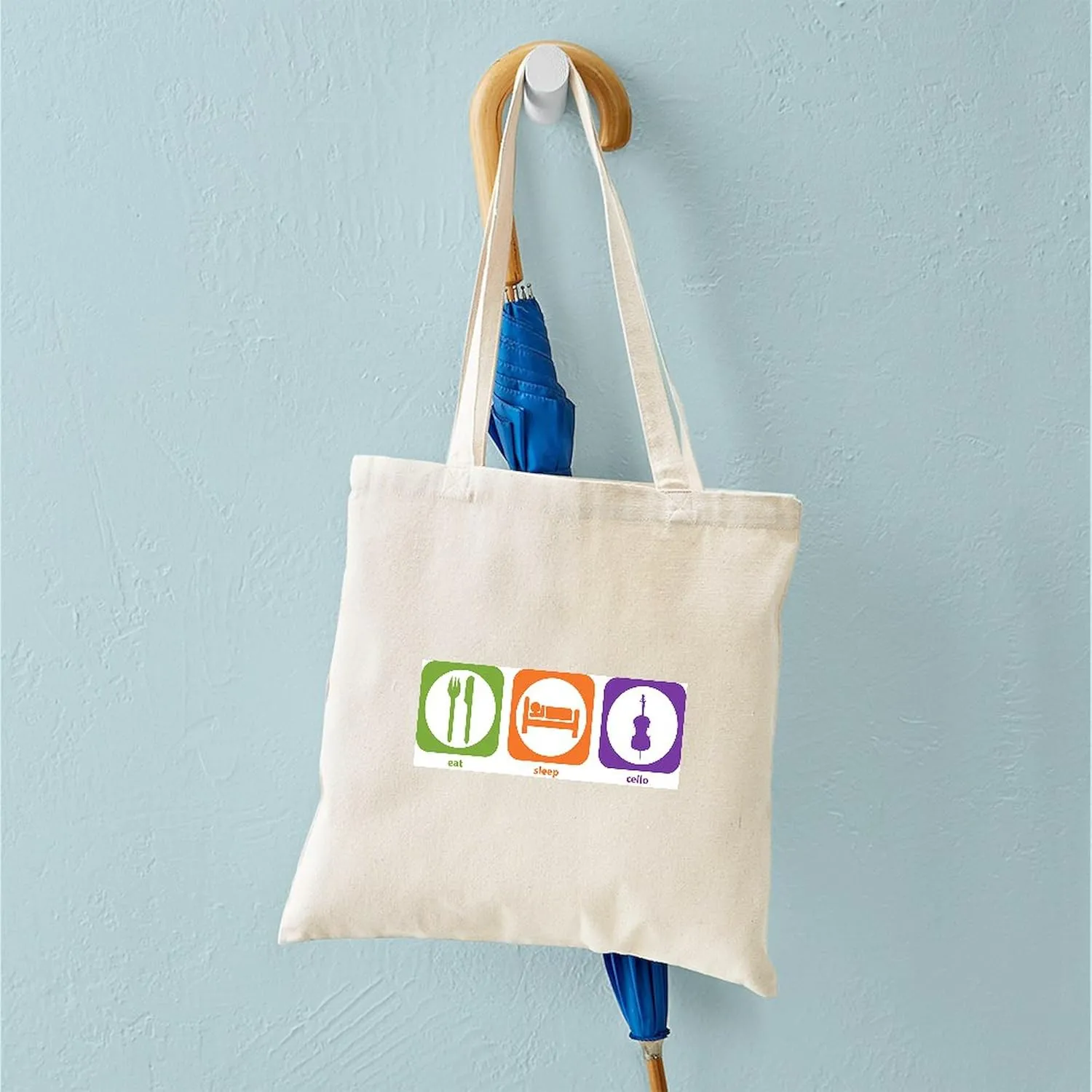 CafePress Eat Sleep Cello Tote Bag Reusable Natural Beige Canvas Shopping Bag