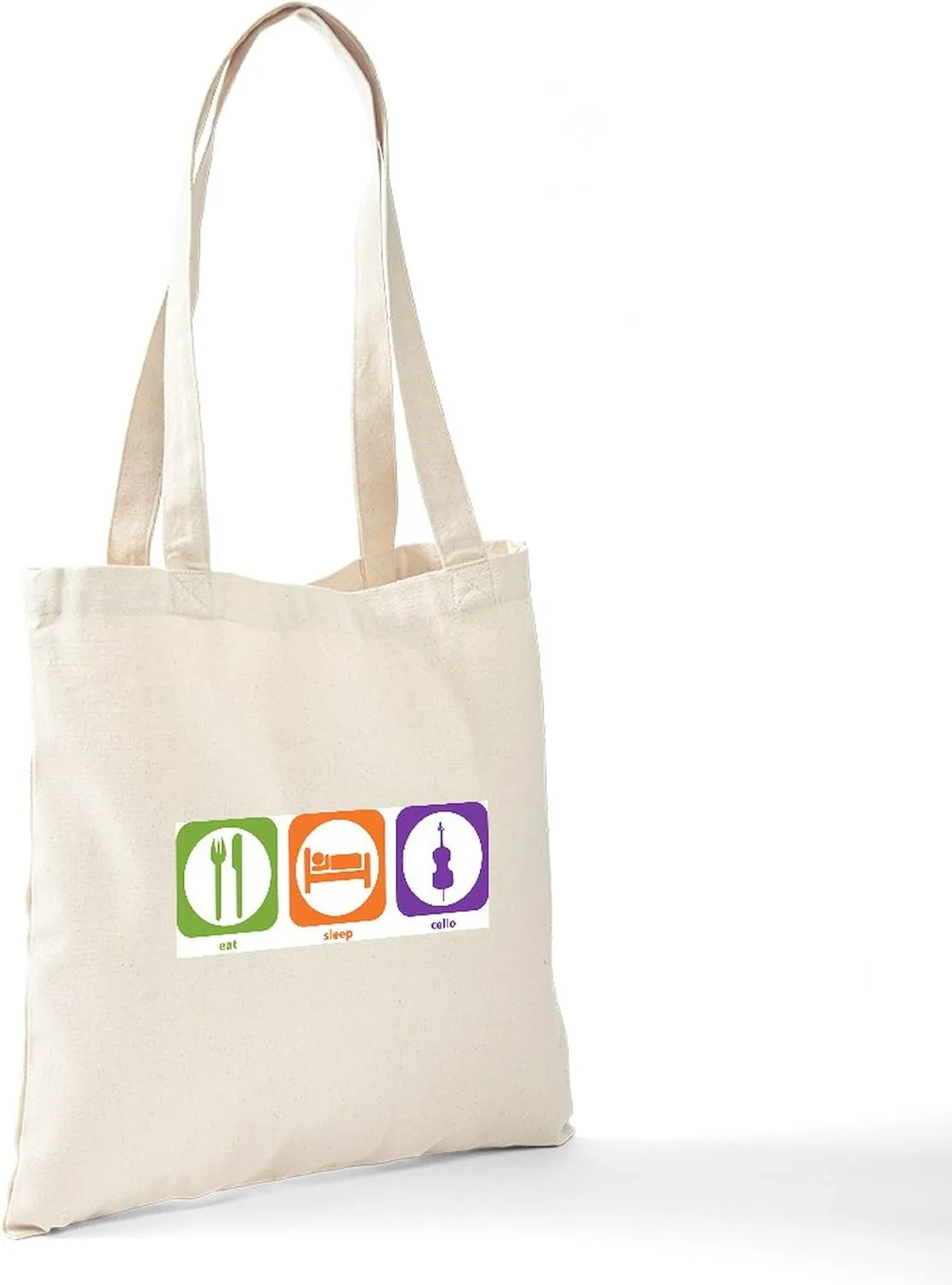 CafePress Eat Sleep Cello Tote Bag Reusable Natural Beige Canvas Shopping Bag