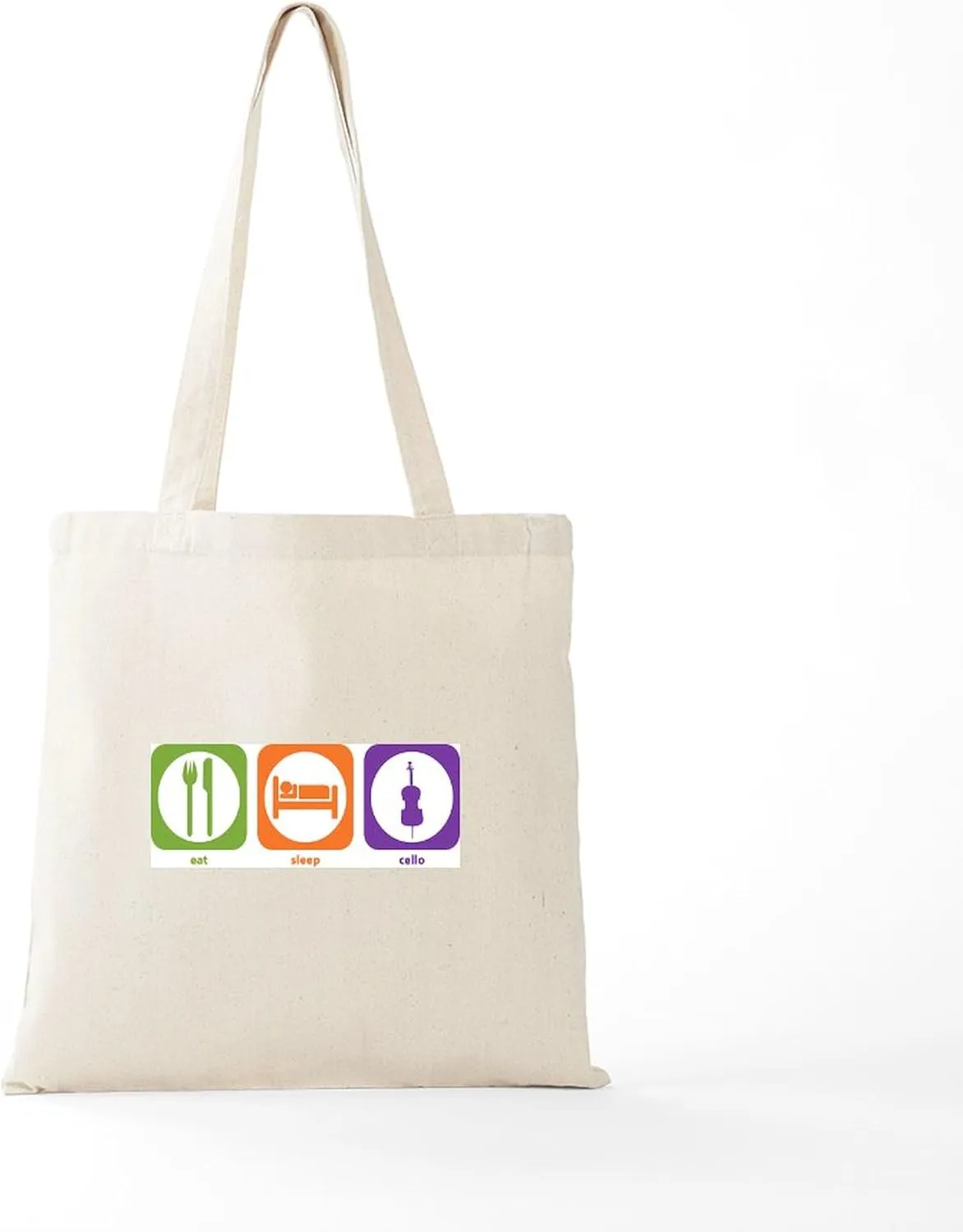 CafePress Eat Sleep Cello Tote Bag Reusable Natural Beige Canvas Shopping Bag
