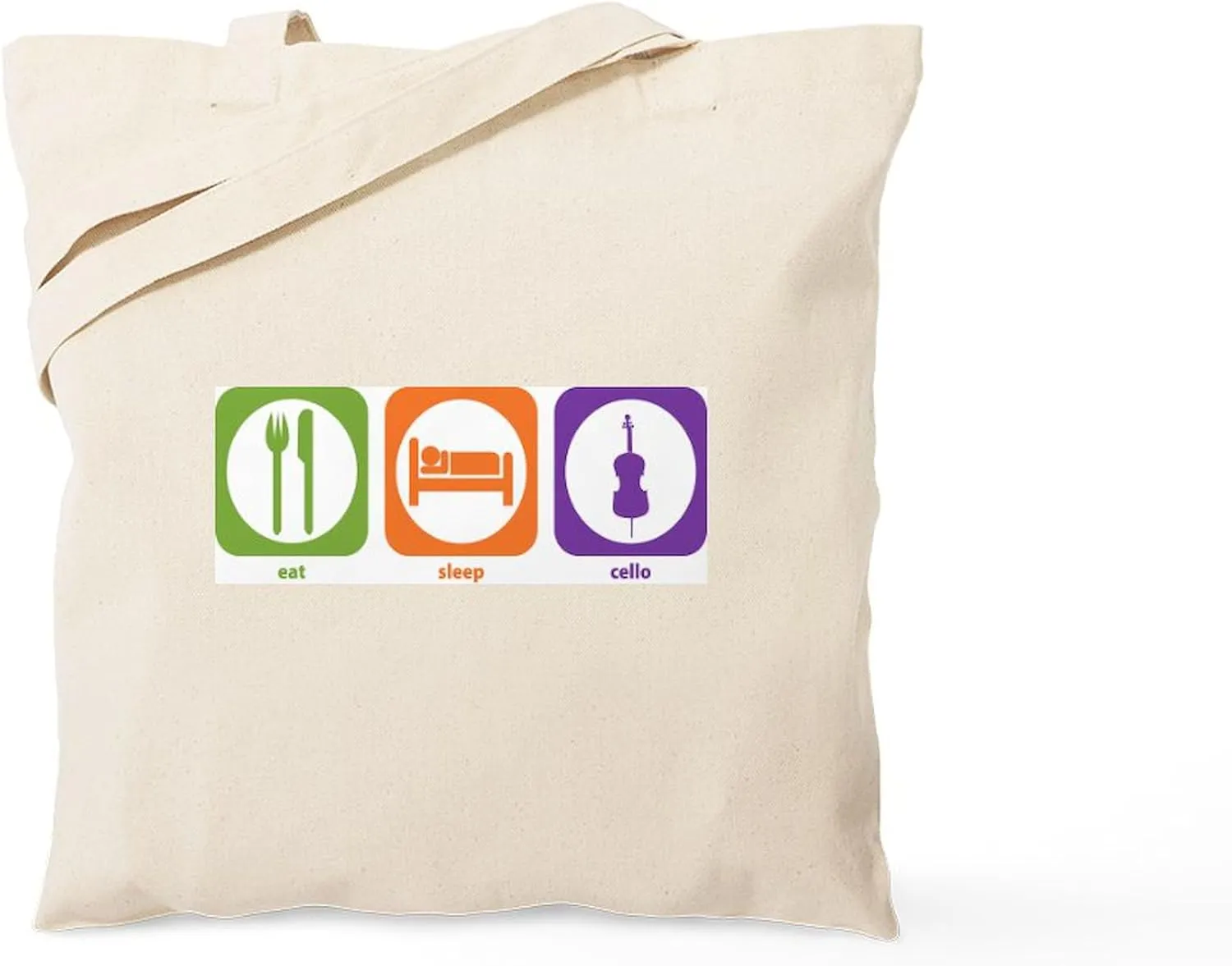 CafePress Eat Sleep Cello Tote Bag Reusable Natural Beige Canvas Shopping Bag