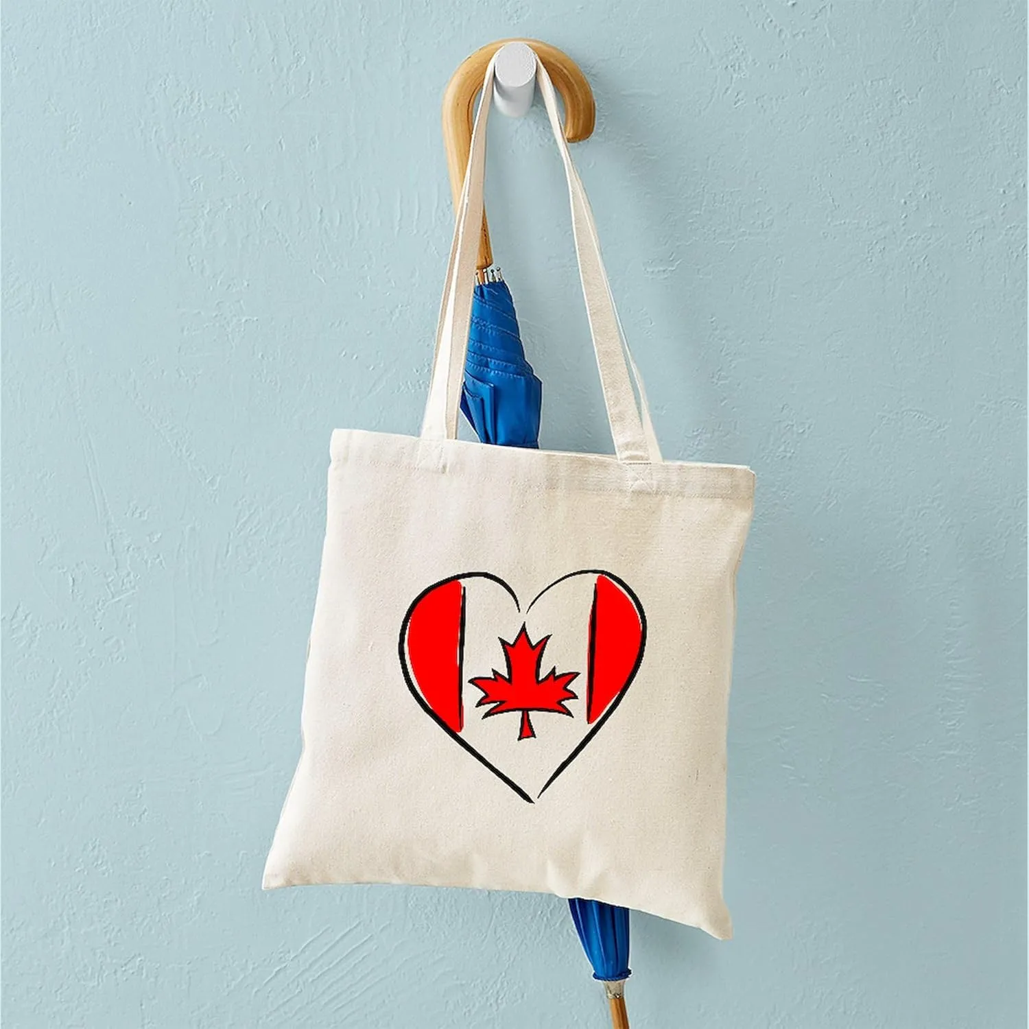 CafePress I Love Canada Tote Bag Reusable Natural Beige Canvas Shopping Bag