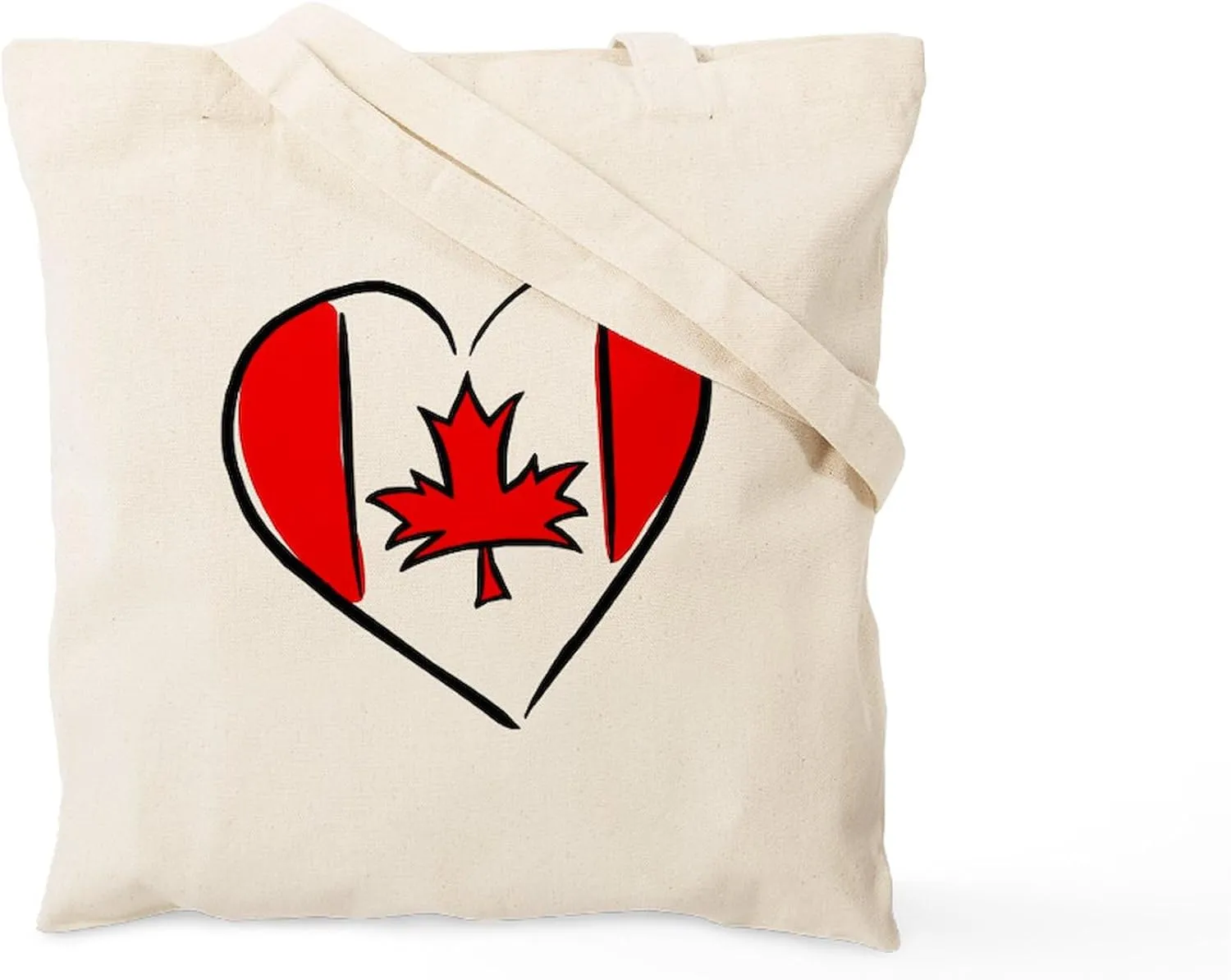 CafePress I Love Canada Tote Bag Reusable Natural Beige Canvas Shopping Bag